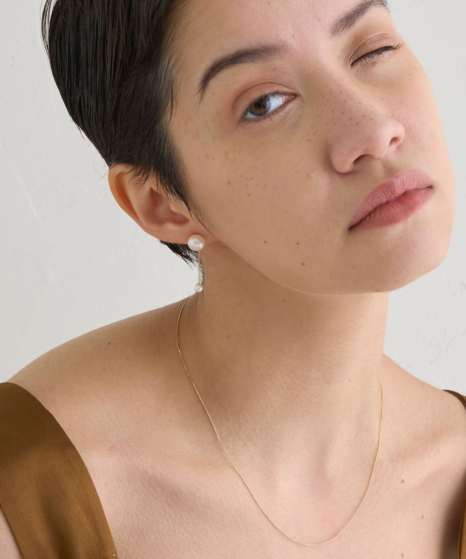 JUPITER「【K10】ダブル淡水パールピアス」|ピアス|