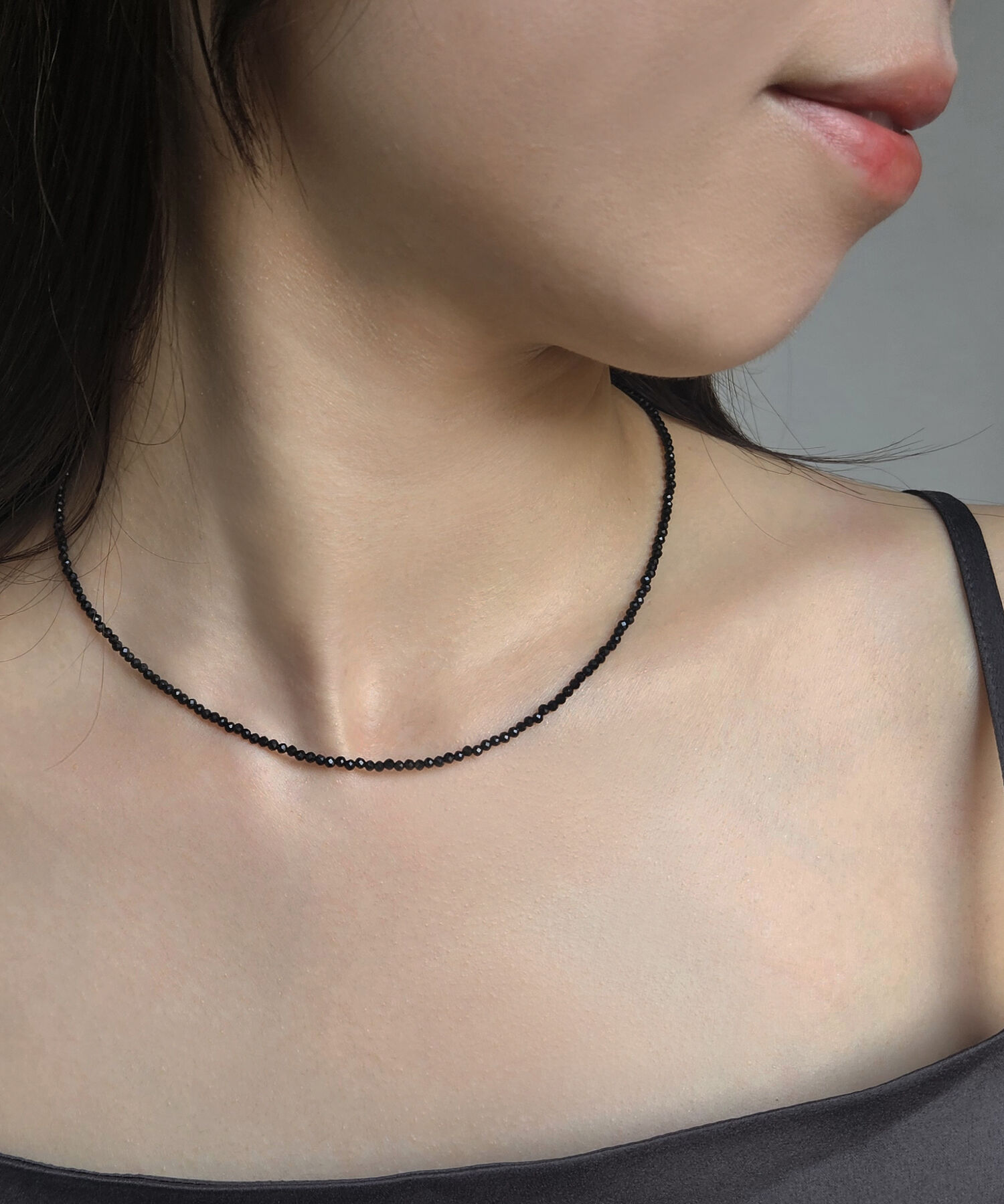 JUPITER「天然石ビーズネックレス/金属アレルギー対応/ニッケルフリー　オニキス」|ネックレス|