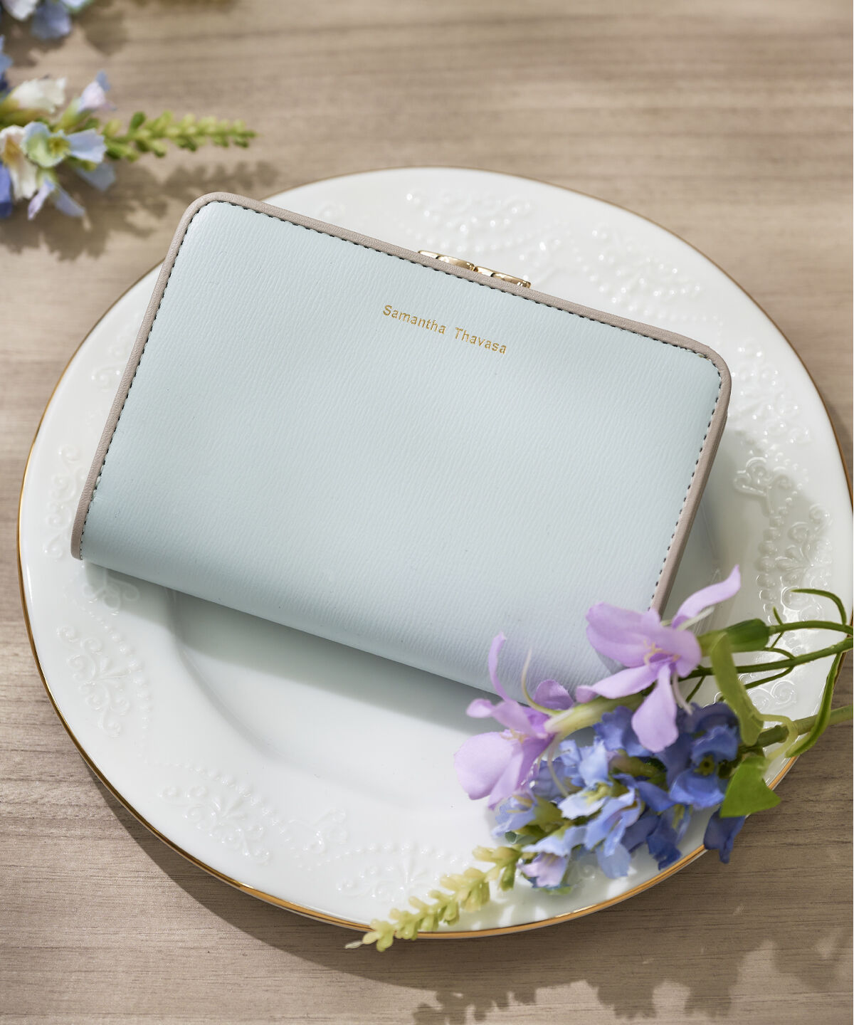 Samantha Thavasa「シンプルバイカラー口金折財布」|財布|ライトブルー