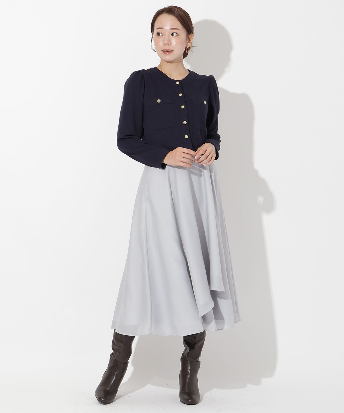 アンドクチュール「ポンチノーカラー長袖ジャケット」|その他|