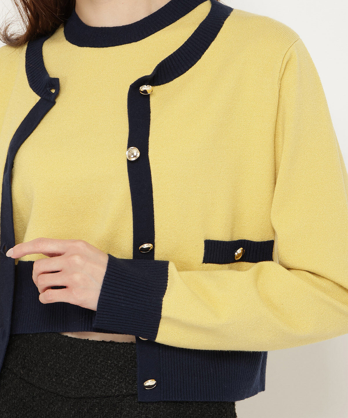 アンドクチュール「配色ニットアンサンブル」|カーディガン|