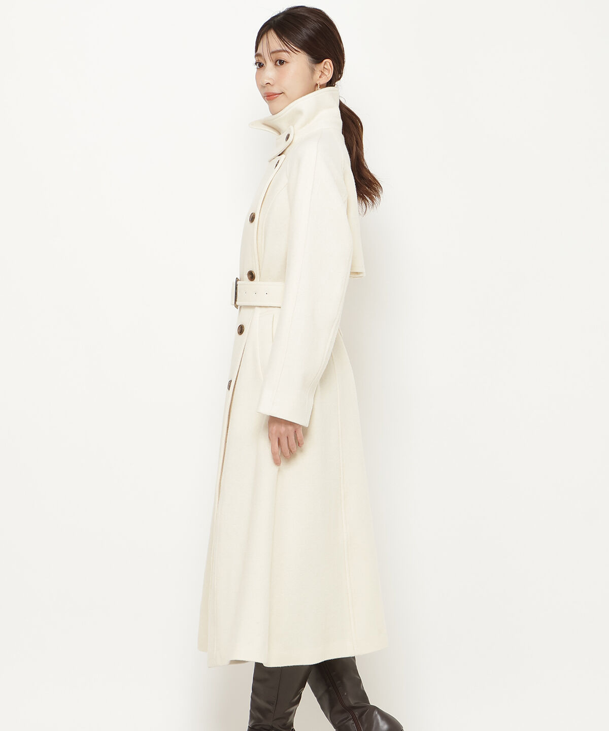 アンドクチュール「ウールモッサアシメボタンロングコート」|ダウン|