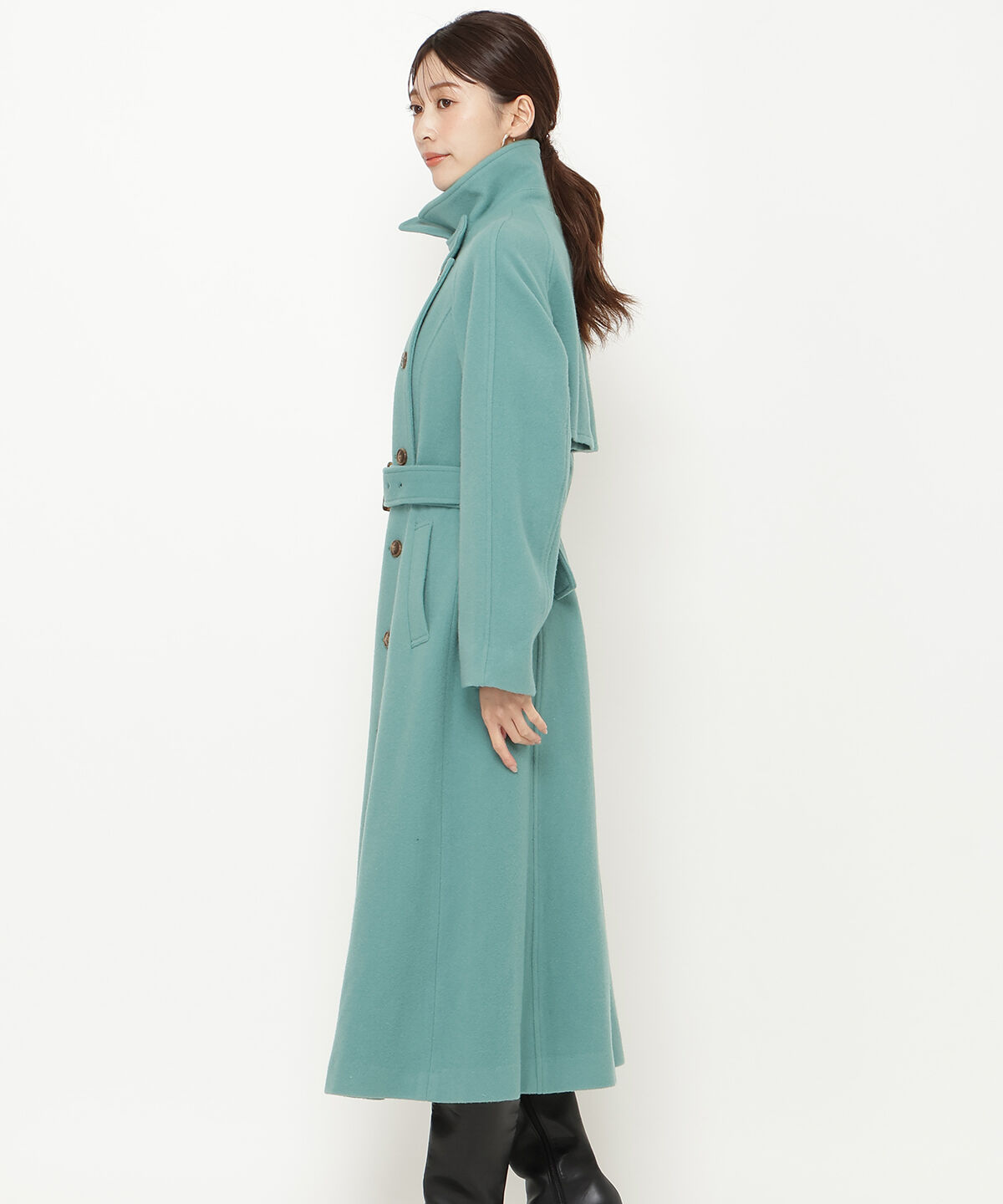 アンドクチュール「ウールモッサアシメボタンロングコート」|ダウン|