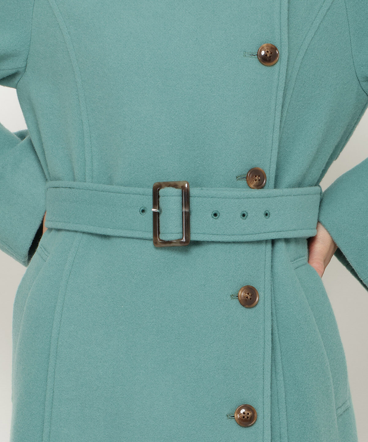 アンドクチュール「ウールモッサアシメボタンロングコート」|ダウン|