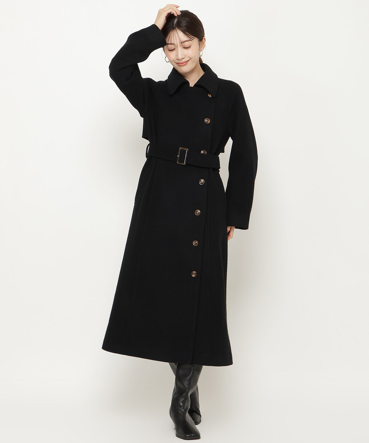 アンドクチュール「ウールモッサアシメボタンロングコート」|ダウン|