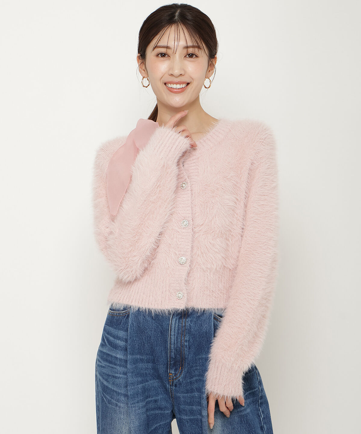 アンドクチュール「2wayシャギーニットカーディガン」|カーディガン|ピンク