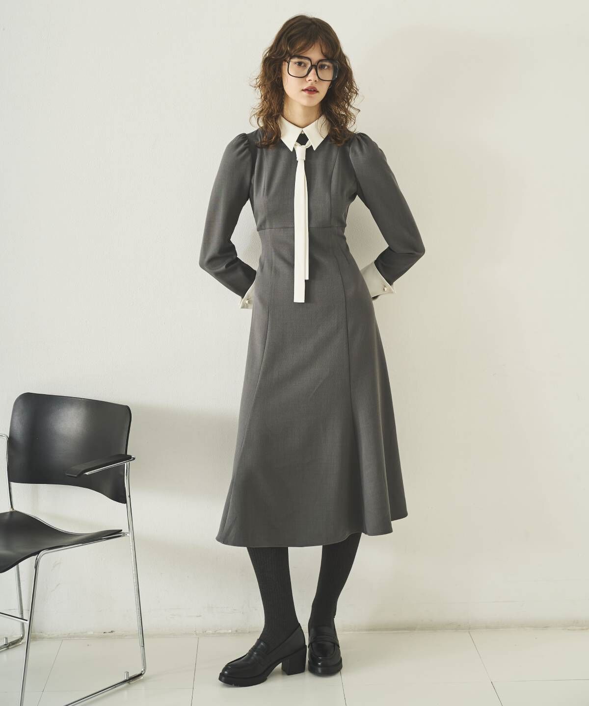 アンドクチュール「配色襟レディワンピース」|ワンピース|