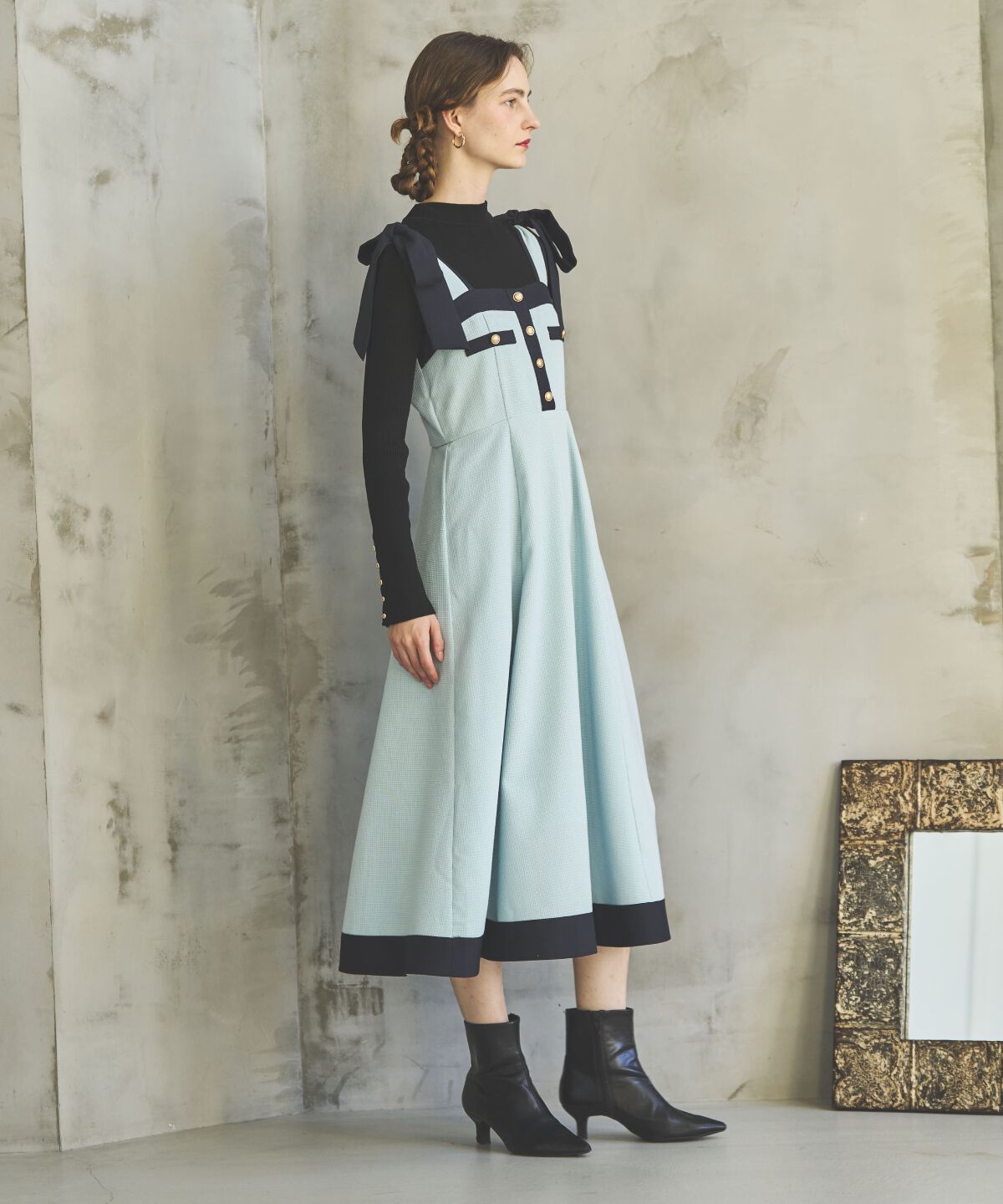 アンドクチュール「ラメツイードジャンスカ」|ジャンパースカート|