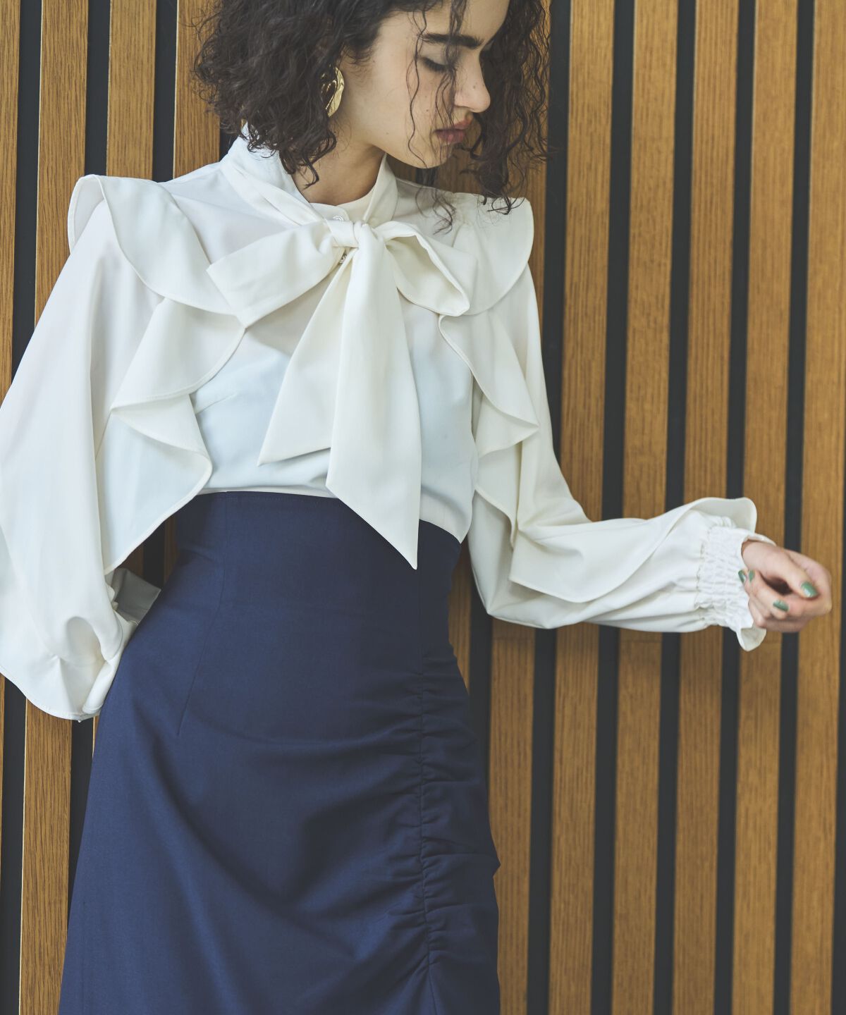 アンドクチュール「アシメギャザーマーメイドスカート」|スカート|