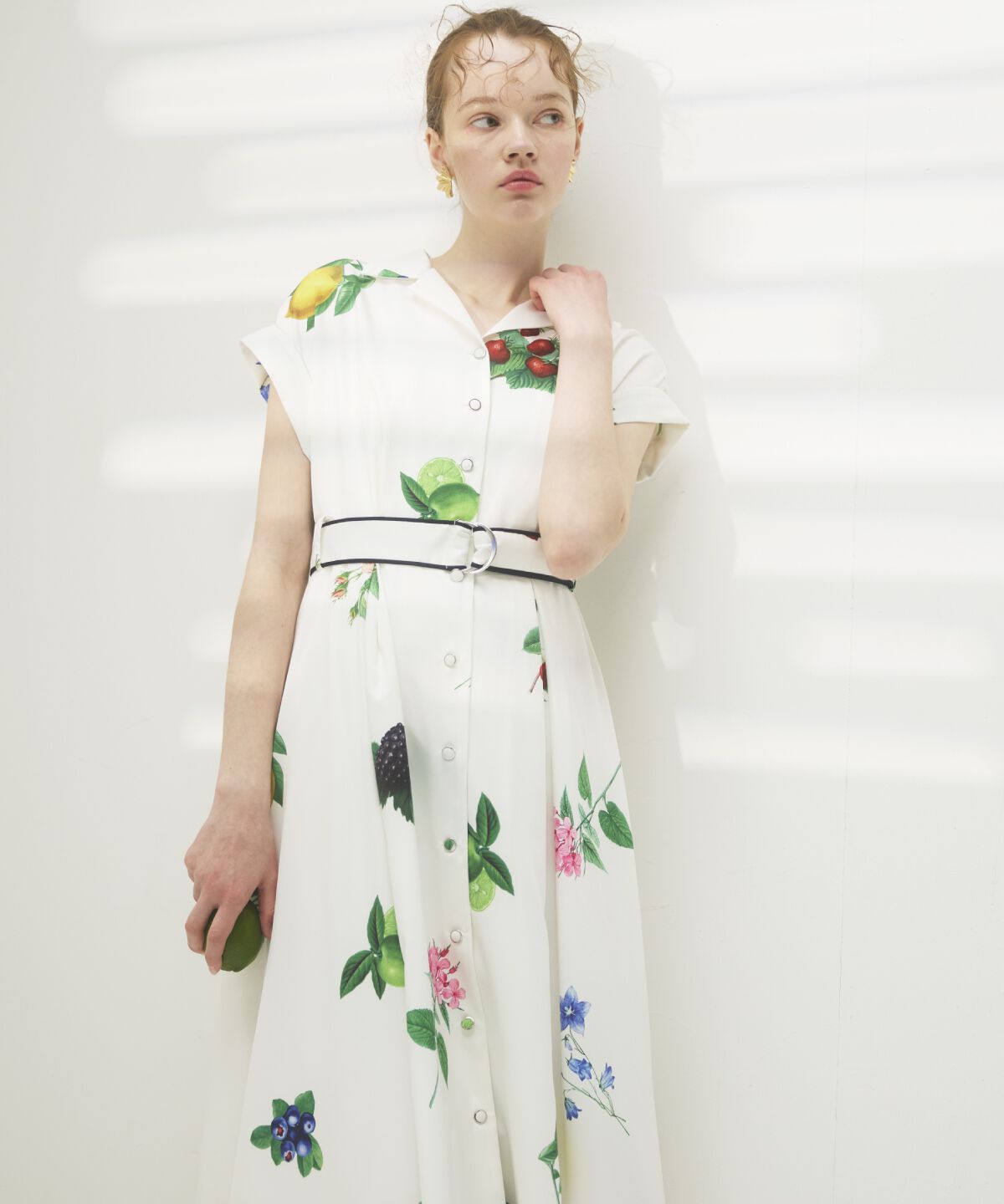 アンドクチュール「フルーツプリントシャツワンピース」|ワンピース|