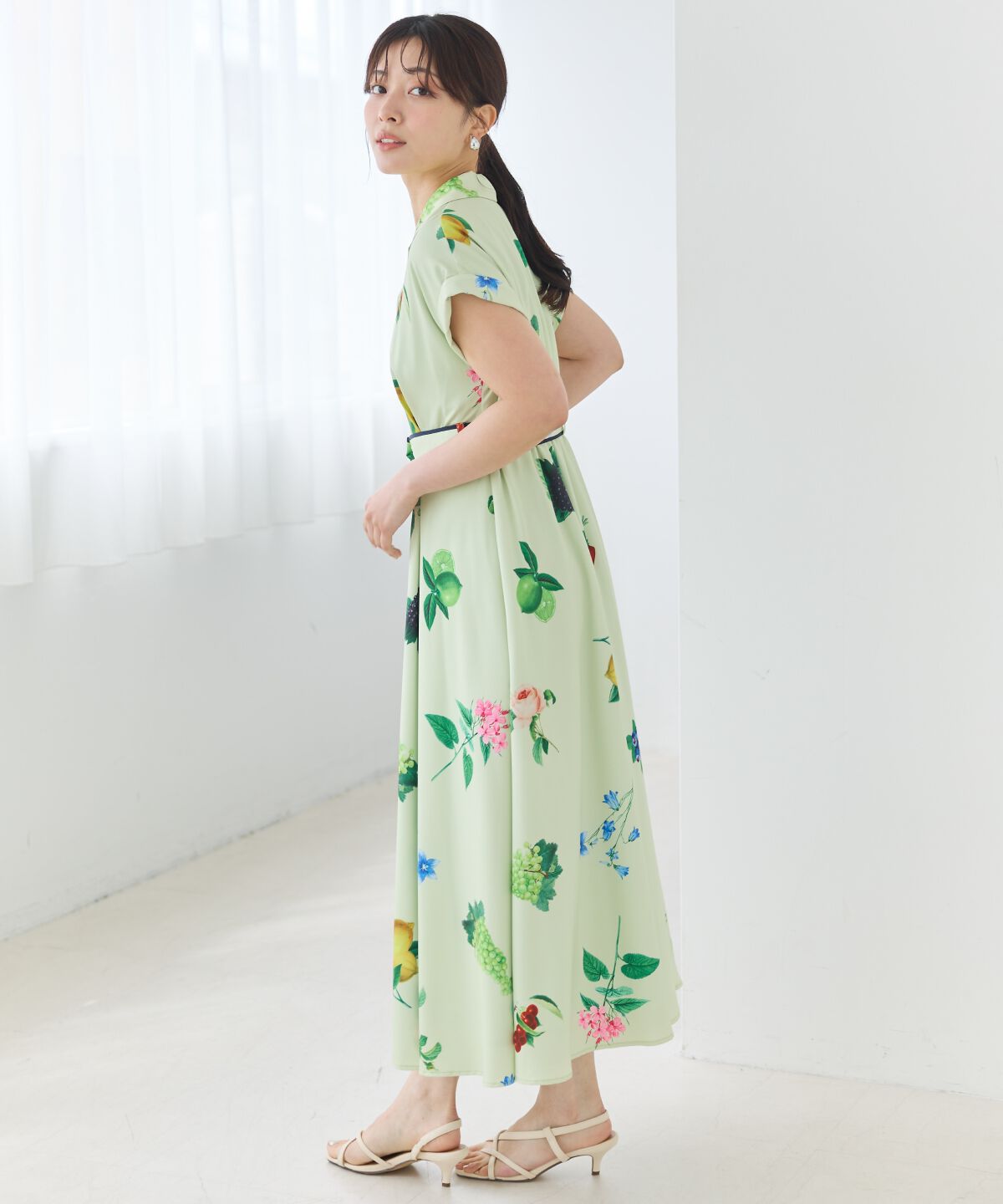 アンドクチュール「フルーツプリントシャツワンピース」|ワンピース|