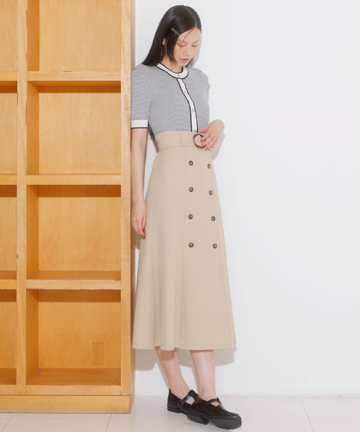 アンドクチュール「ボーダー配色5分袖プルオーバー」|ニット・セーター|