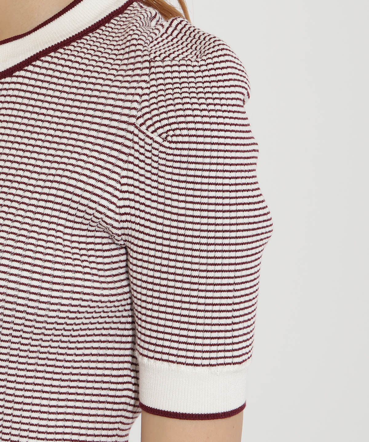 アンドクチュール「ボーダー配色5分袖プルオーバー」|ニット・セーター|