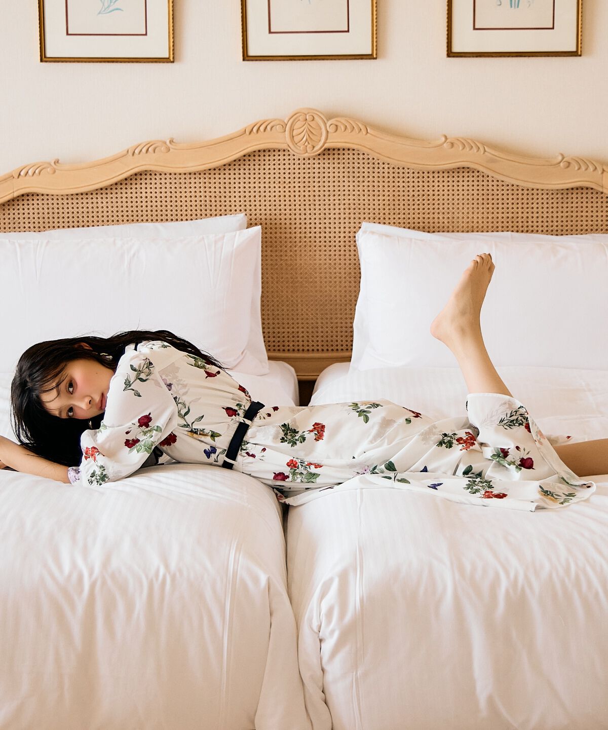 アンドクチュール「クラシックフラワープリント7分袖ワンピース」|ワンピース|