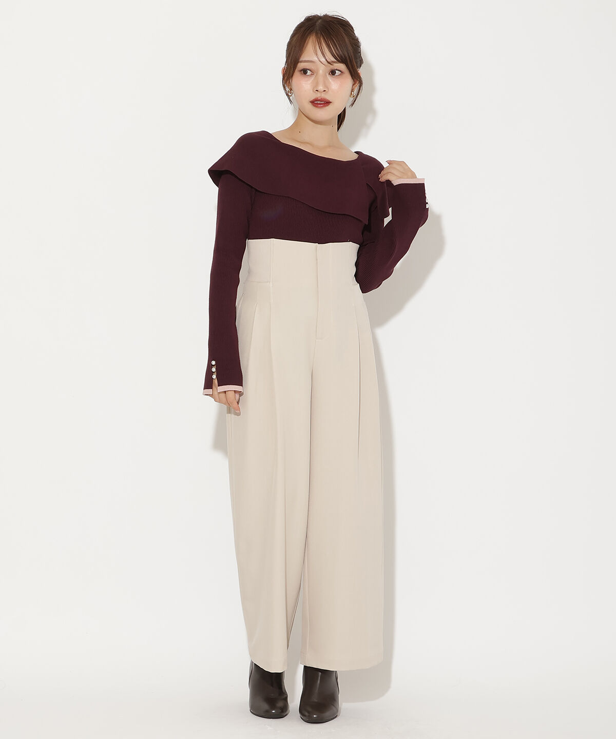 アンドクチュール「ウエストリブワイドパンツ」|その他|