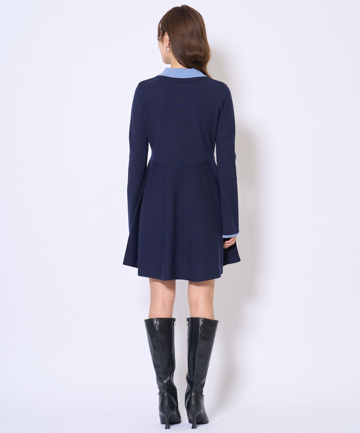 アンドクチュール「バイカラーポロニットフレアミニワンピース」|ワンピース|