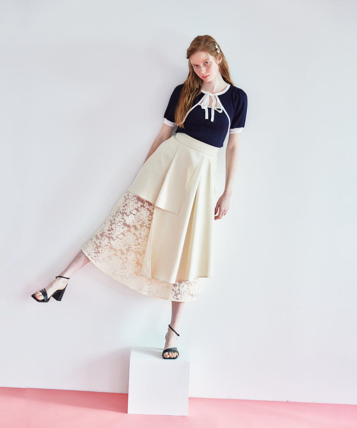 REDYAZEL「レースドッキングスカート」|フレア|