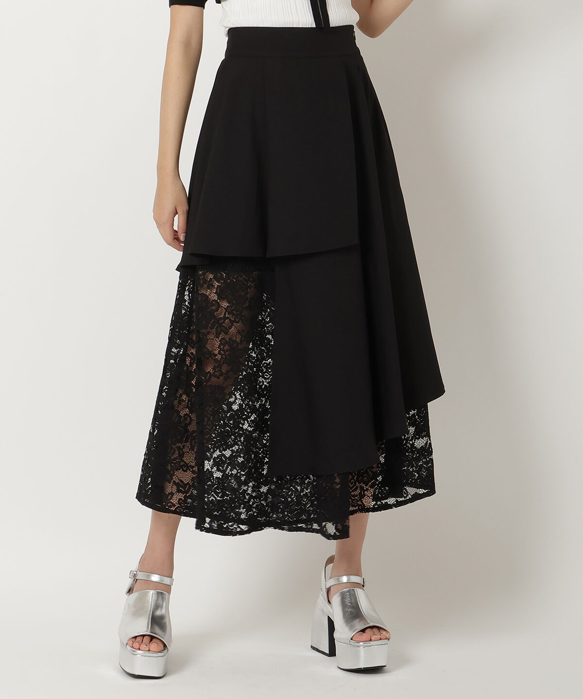 REDYAZEL「レースドッキングスカート」|フレア|