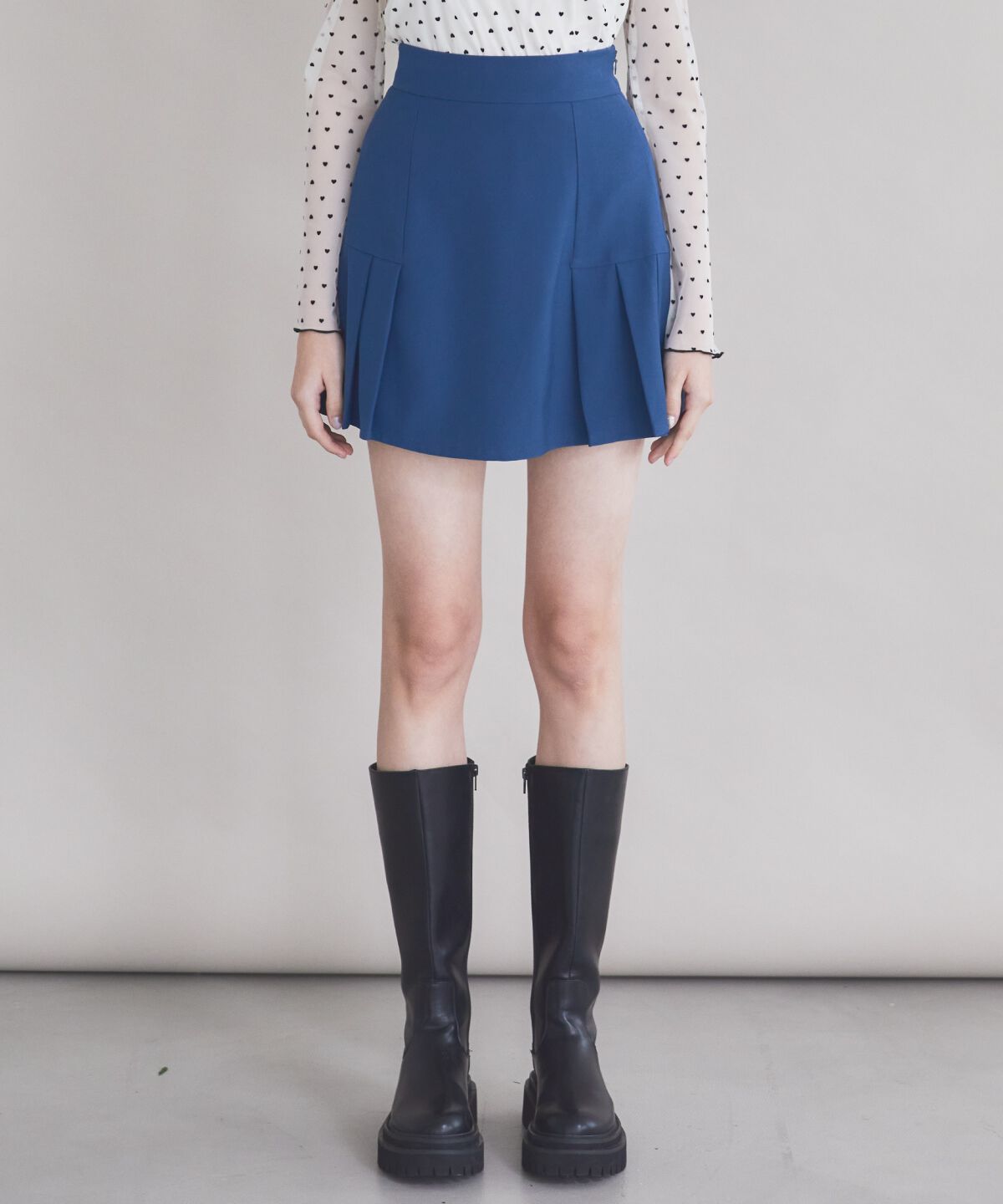 REDYAZEL「サイドプリーツミニスカート」|フレア|