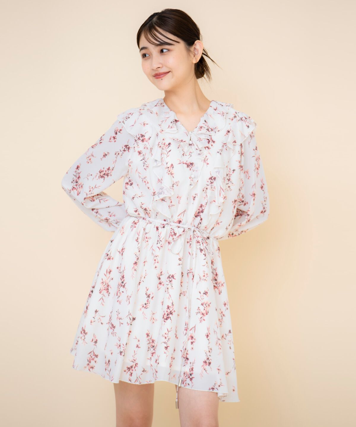 REDYAZEL「フローラルプリントシフォンミニワンピース」|ワンピース|