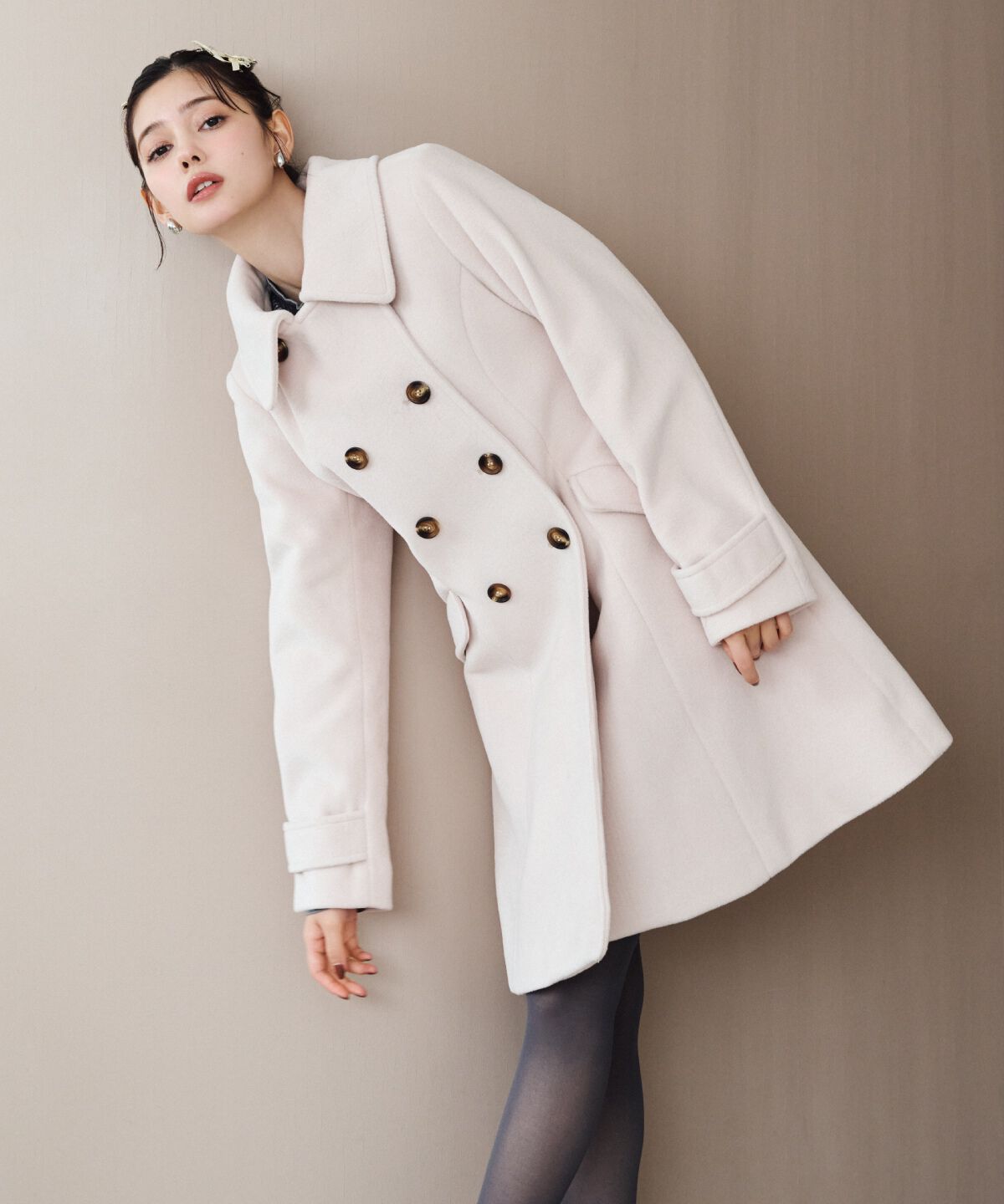 REDYAZEL「ウールライクダブルミドルコート」|ステンカラーコート|