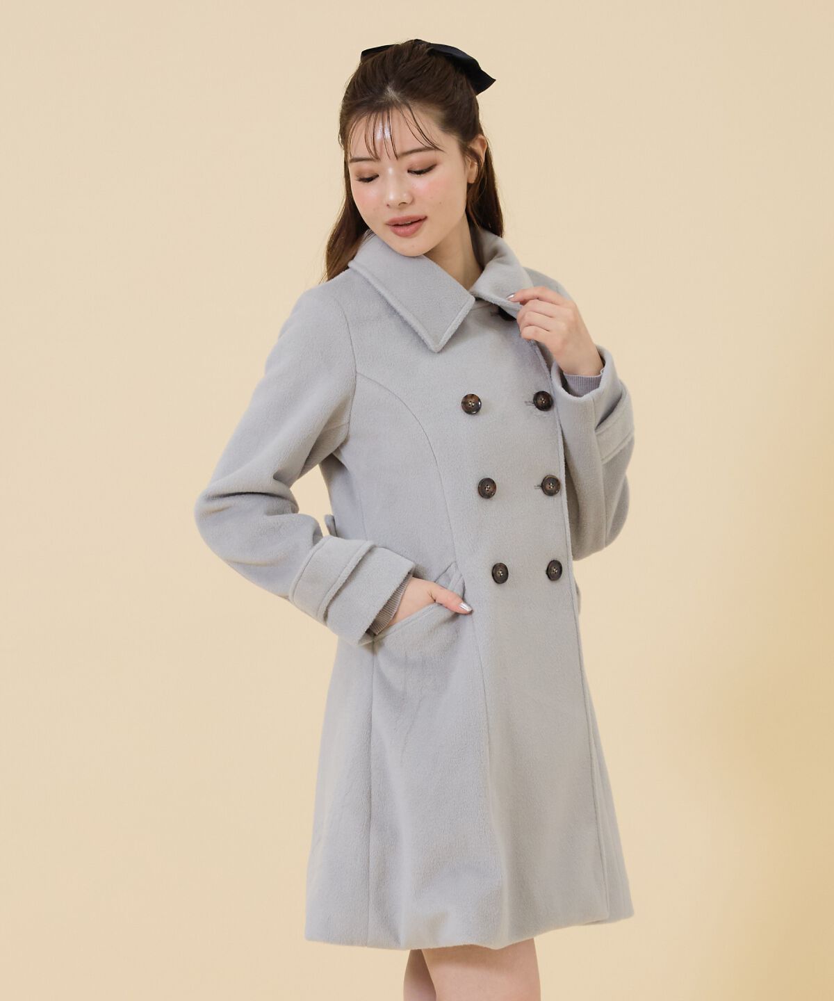 REDYAZEL「ウールライクダブルミドルコート」|ステンカラーコート|