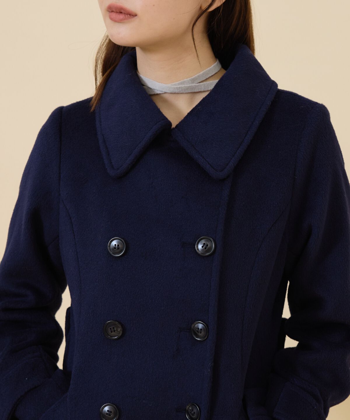 REDYAZEL「ウールライクダブルミドルコート」|ステンカラーコート|