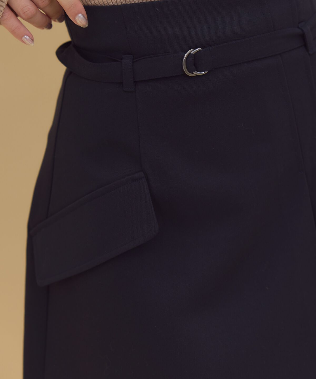 REDYAZEL「ハイウエストアシメプリーツミニスカート」|フレア|