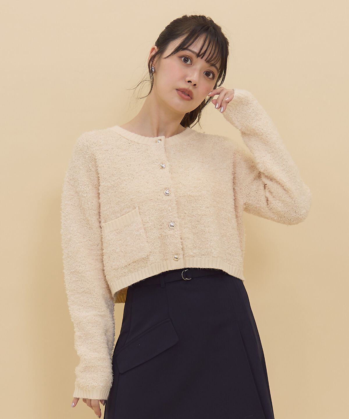 REDYAZEL「ゴールドボタンジャケットカーディガントップス」|カーディガン|