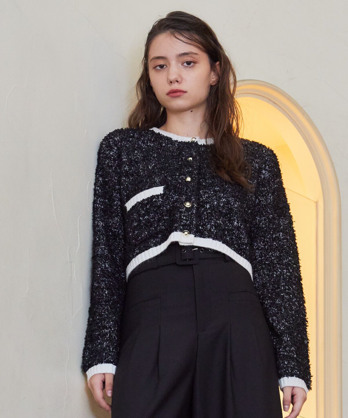 REDYAZEL「ゴールドボタンジャケットカーディガントップス」|カーディガン|