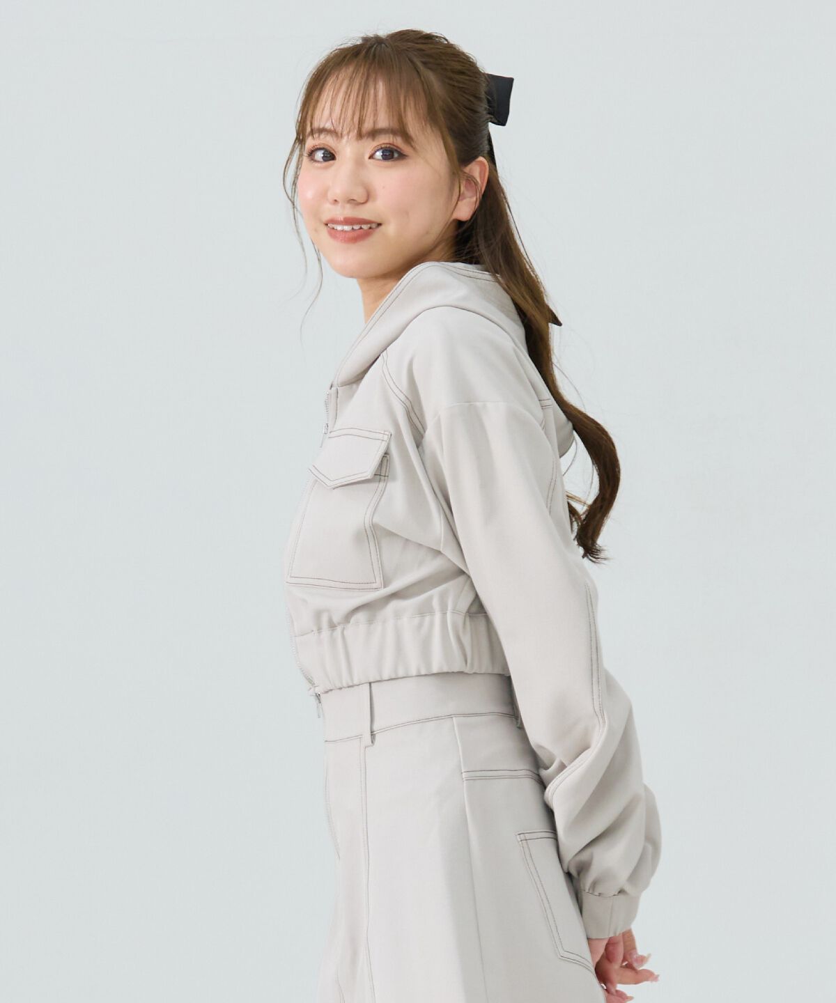 REDYAZEL「バイカラーステッチフーディブルゾン」|ブルゾン・スタジャン|