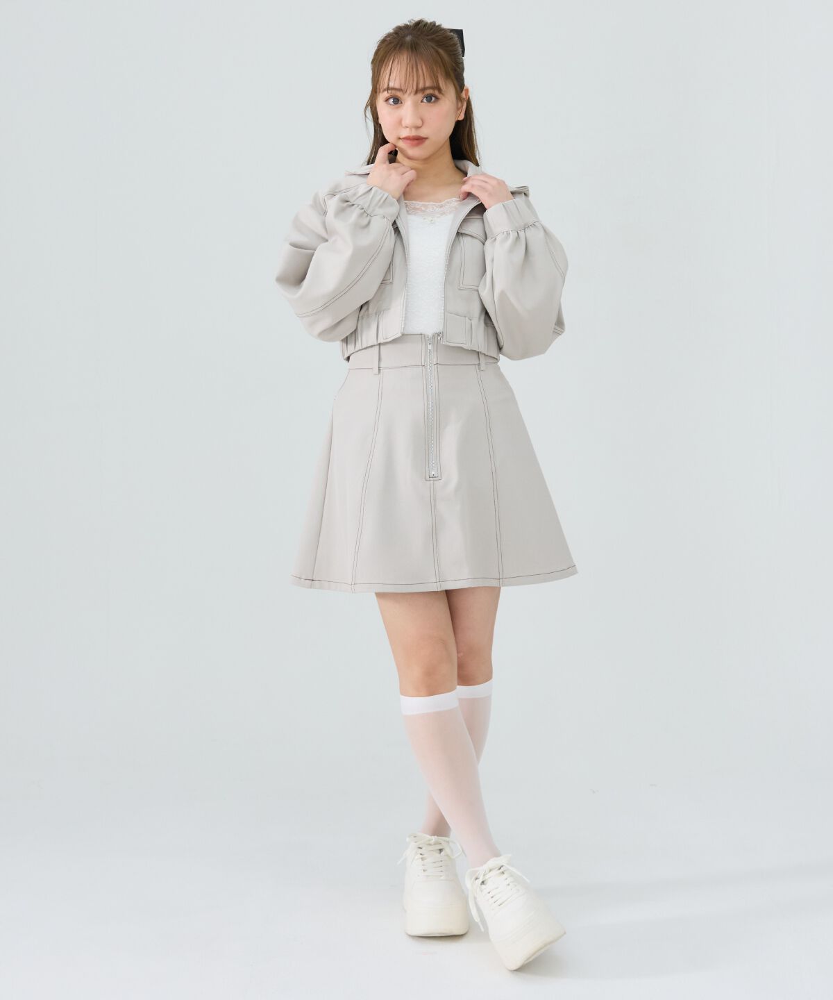 REDYAZEL「バイカラーステッチフーディブルゾン」|ブルゾン・スタジャン|