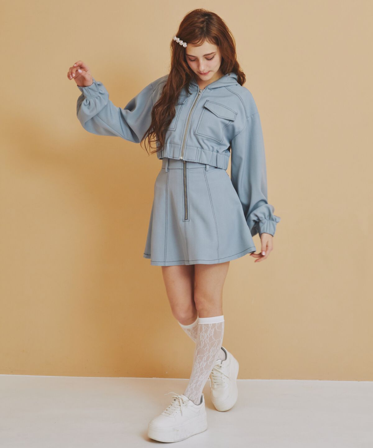 REDYAZEL「バイカラーステッチフーディブルゾン」|ブルゾン・スタジャン|