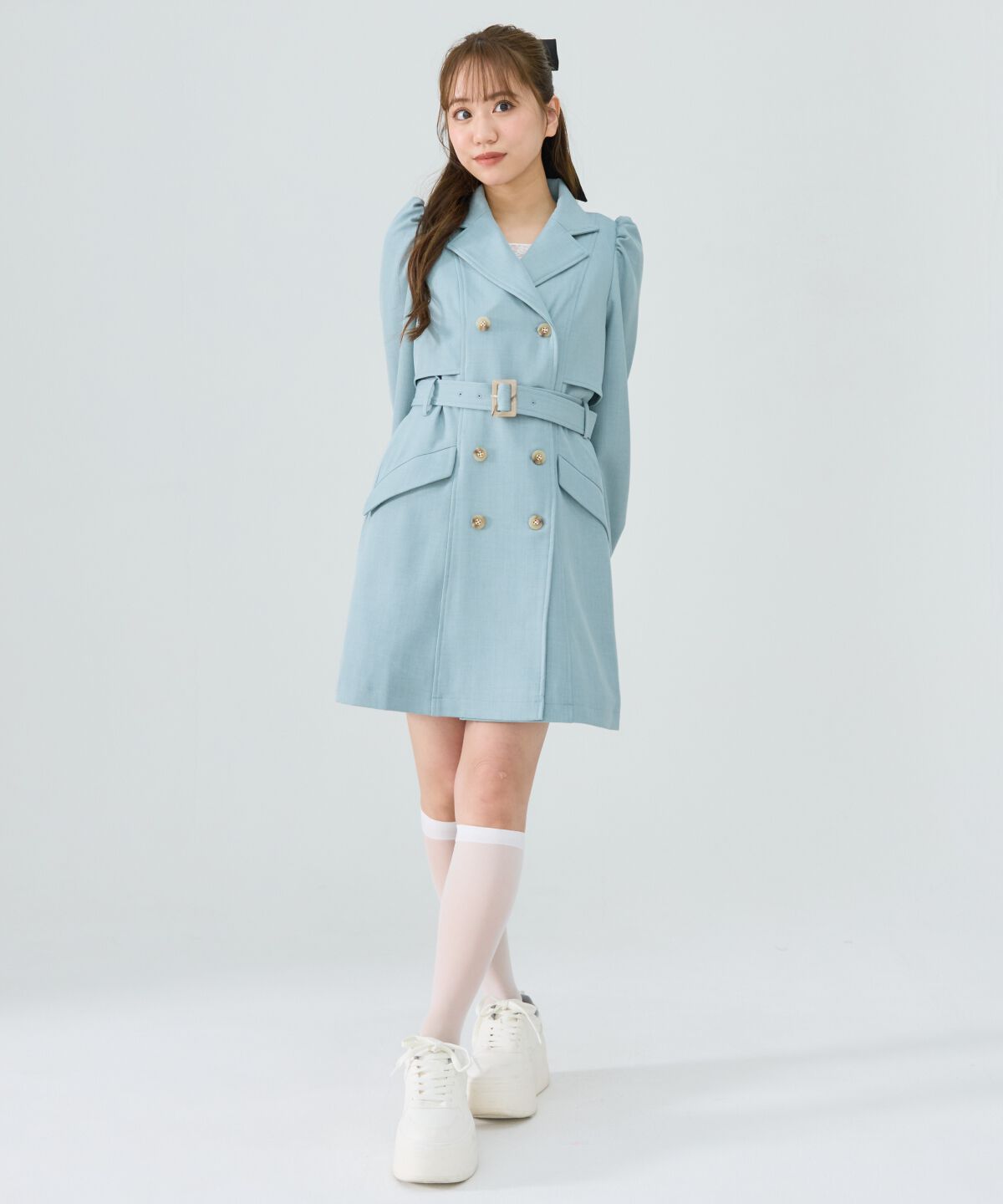 REDYAZEL「パフスリーブミニトレンチコート」|トレンチコート|