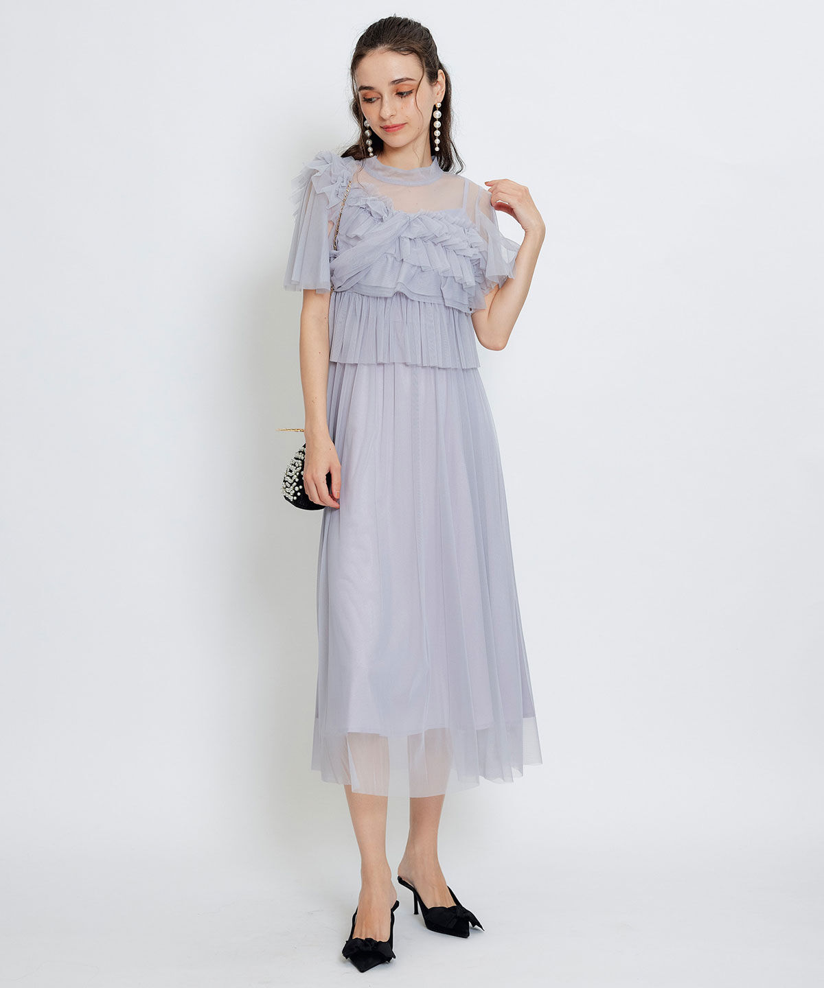 REDYAZEL「チュールフリルブラウス&times;キャミワンピースドレス」|ドレス|