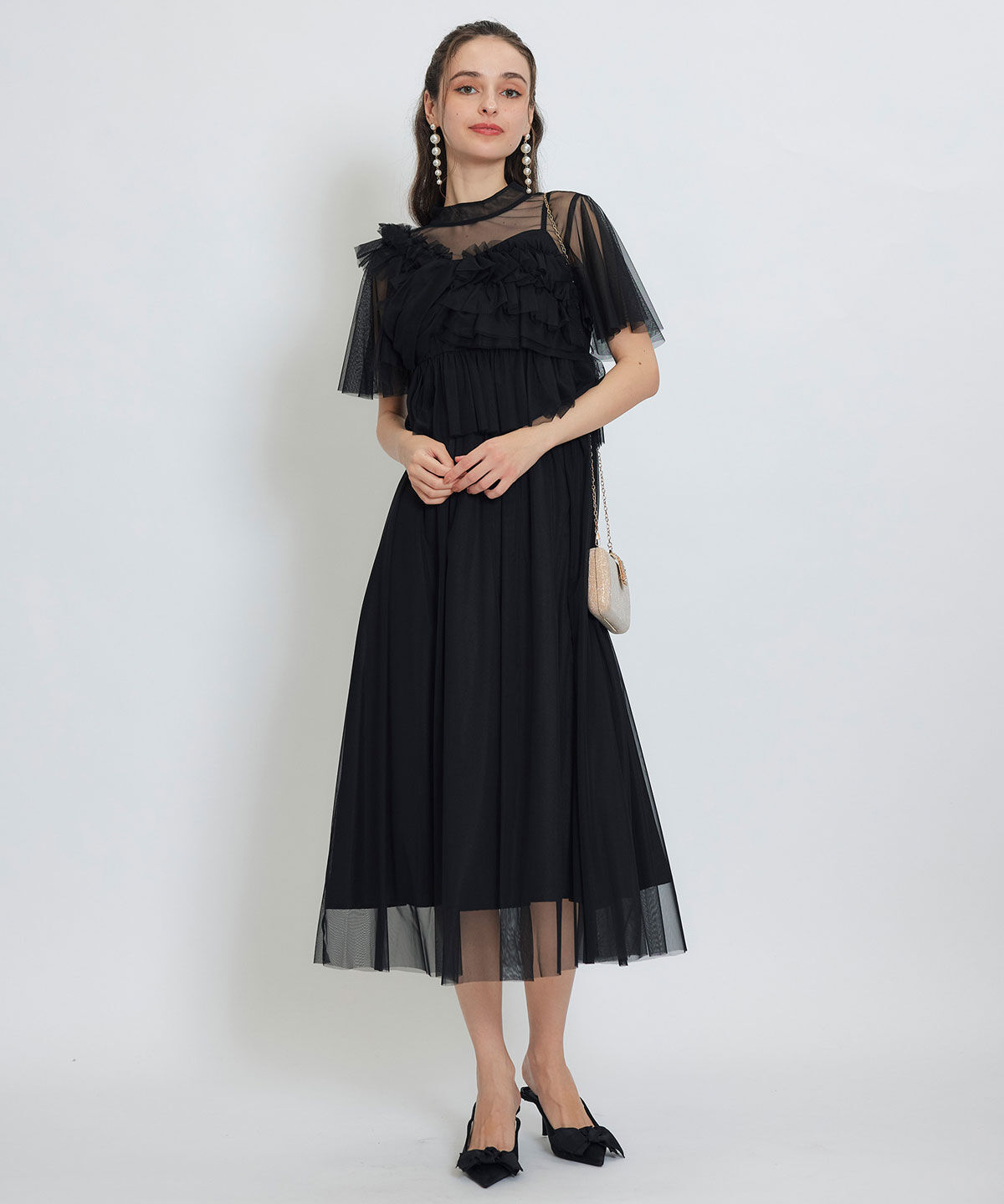 REDYAZEL「チュールフリルブラウス&times;キャミワンピースドレス」|ドレス|