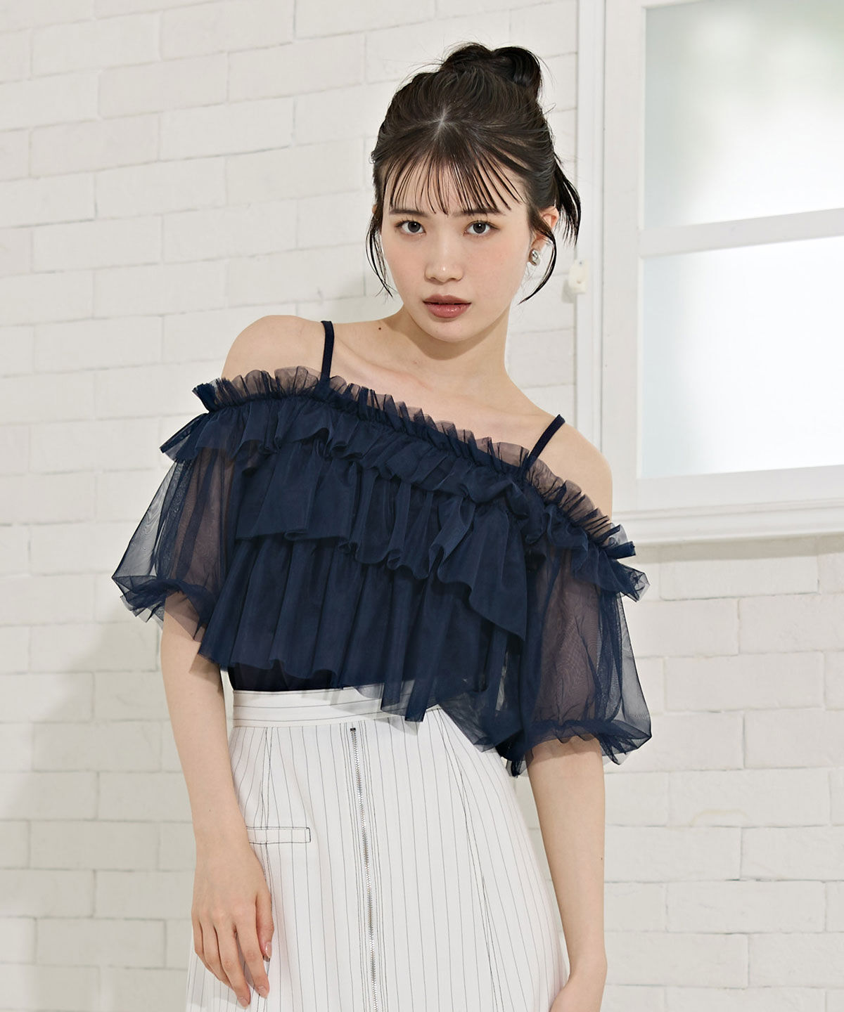 REDYAZEL「ボリュームフリルチュール2WAYトップス」|キャミソール|