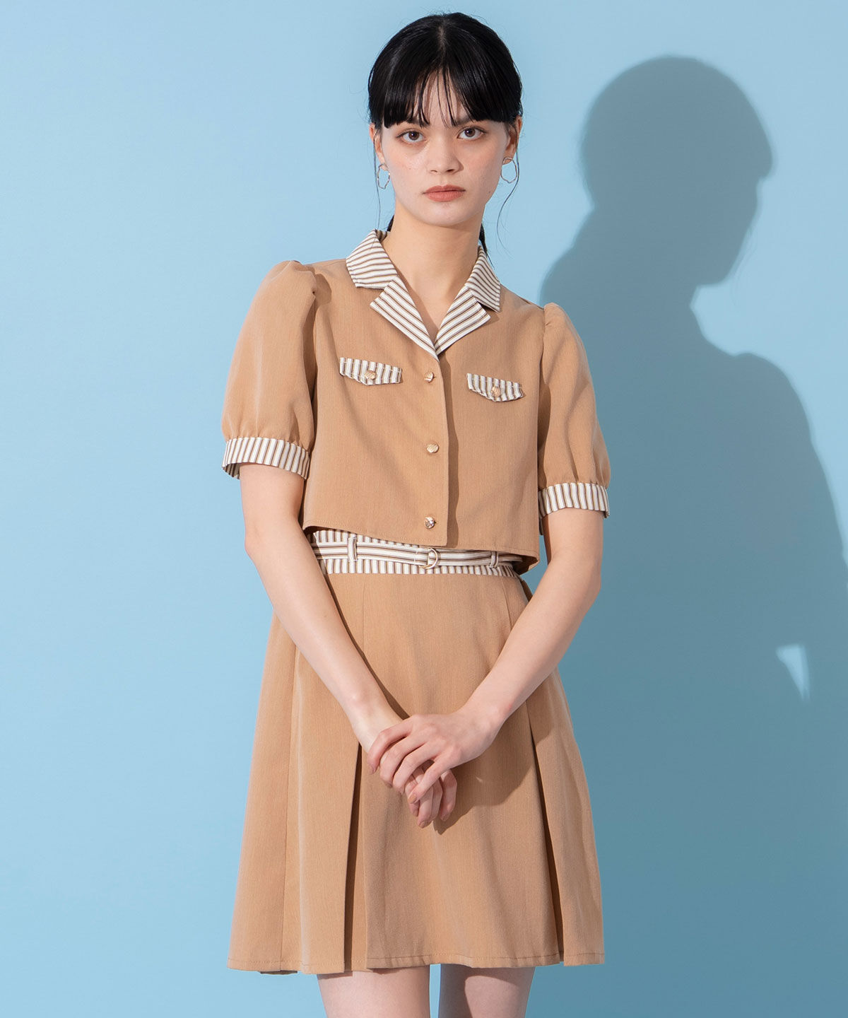 REDYAZEL「ストライプアクセントショートジャケット&times;ワンピース」|ワンピース|