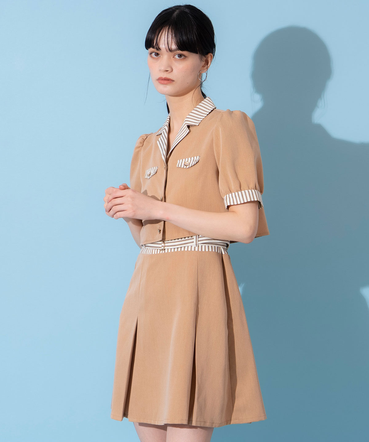 REDYAZEL「ストライプアクセントショートジャケット&times;ワンピース」|ワンピース|