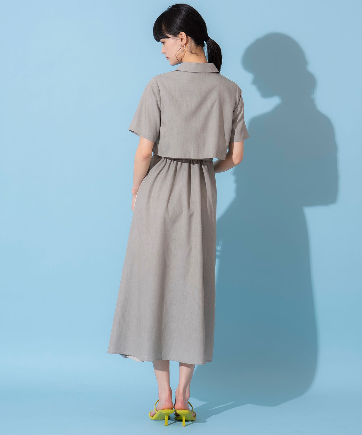 REDYAZEL「バイカラーアシメプリーツシャツワンピース」|ワンピース|