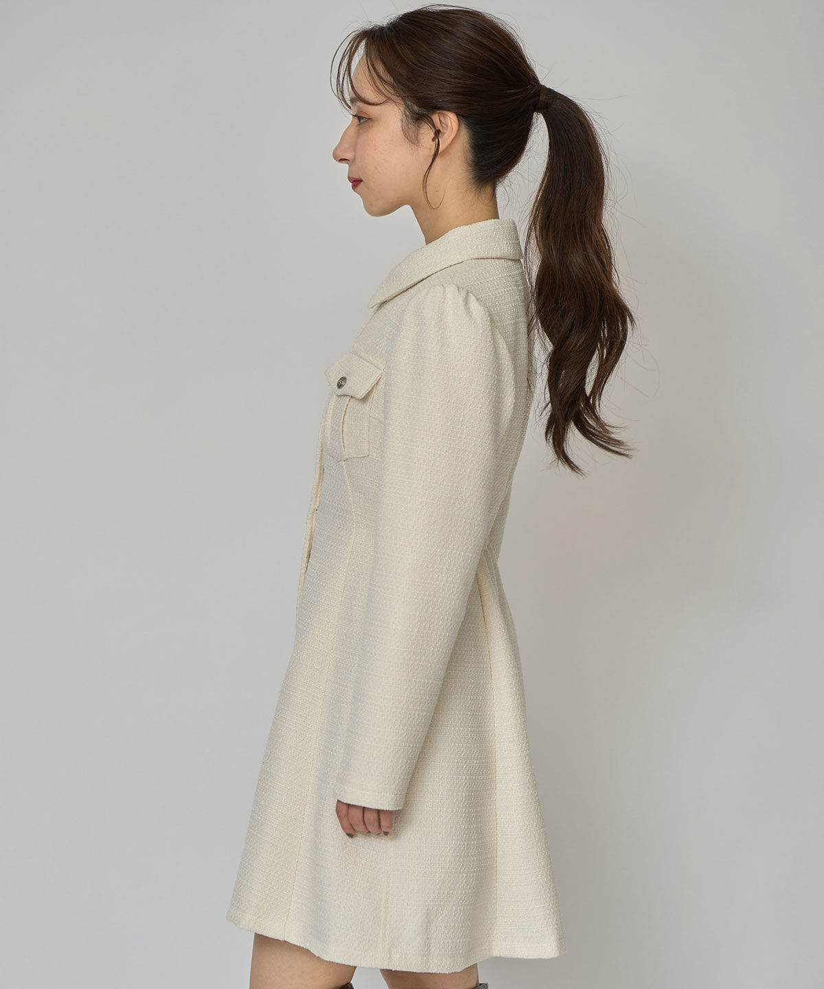 REDYAZEL「エンブレムボタンツイードシャツミニワンピース」|ワンピース|