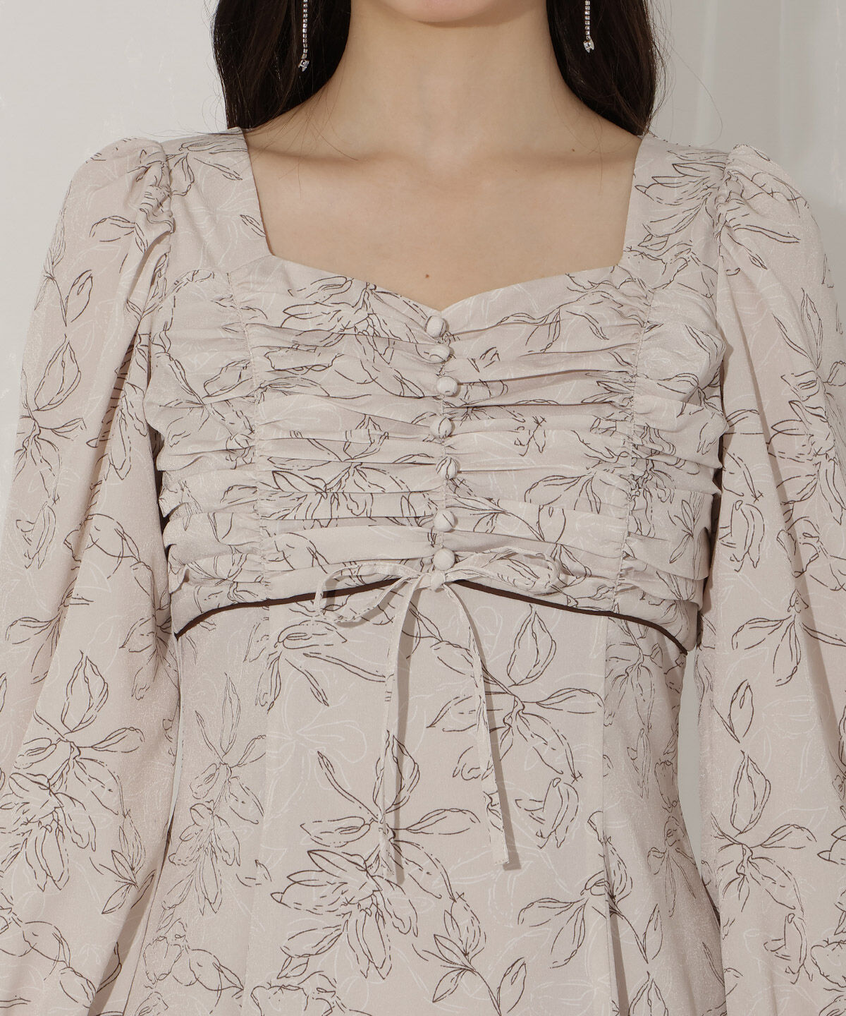 WILLSELECTION「フラワープリントギャザーフレアワンピース」|ワンピース|