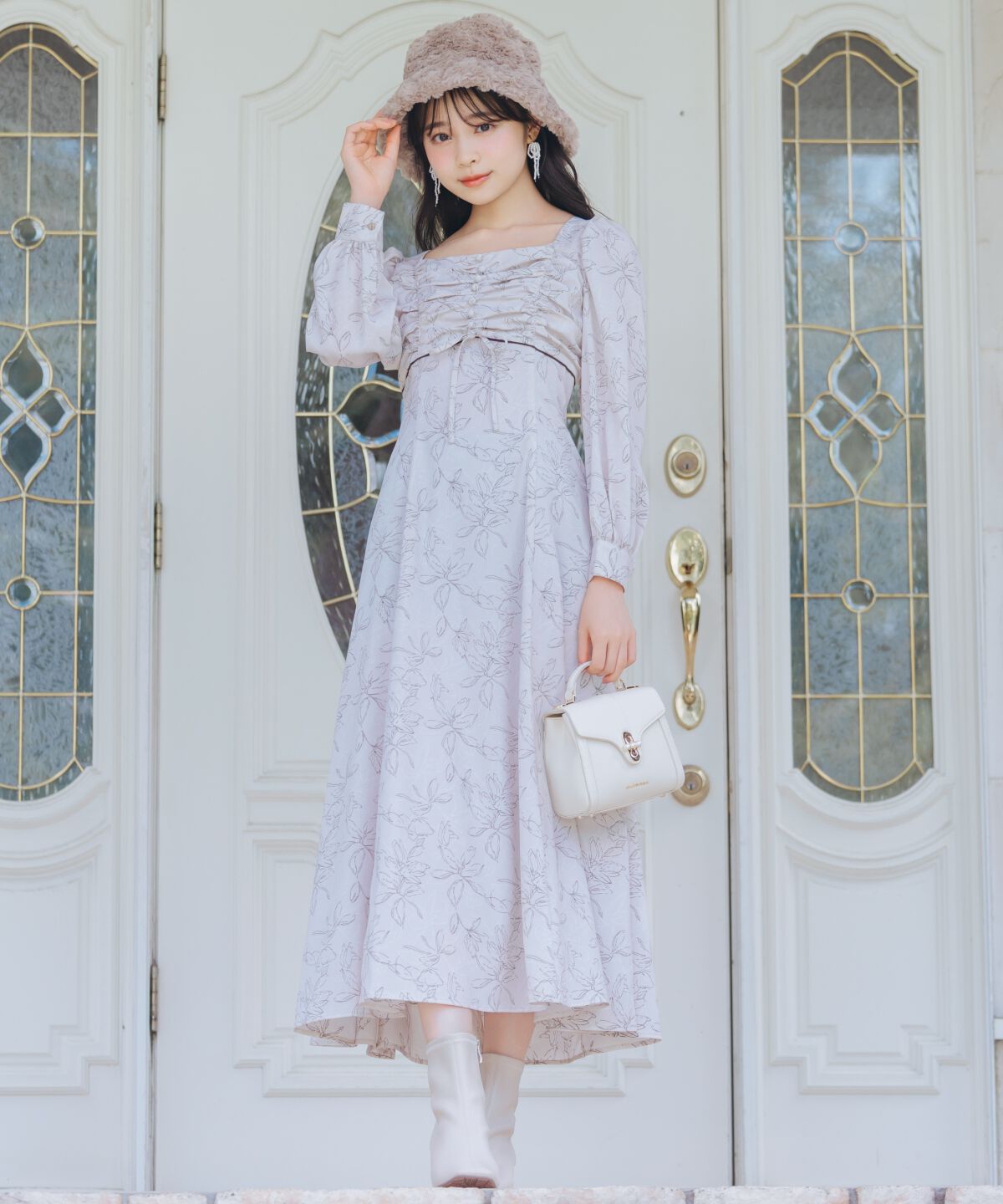 WILLSELECTION「フラワープリントギャザーフレアワンピース」|ワンピース|