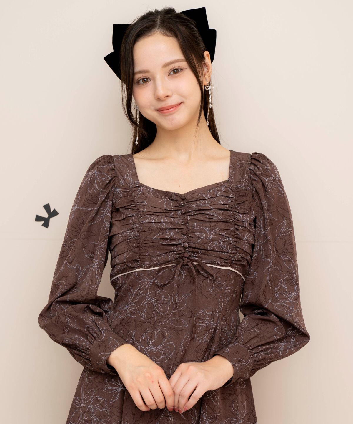 WILLSELECTION「フラワープリントギャザーフレアワンピース」|ワンピース|