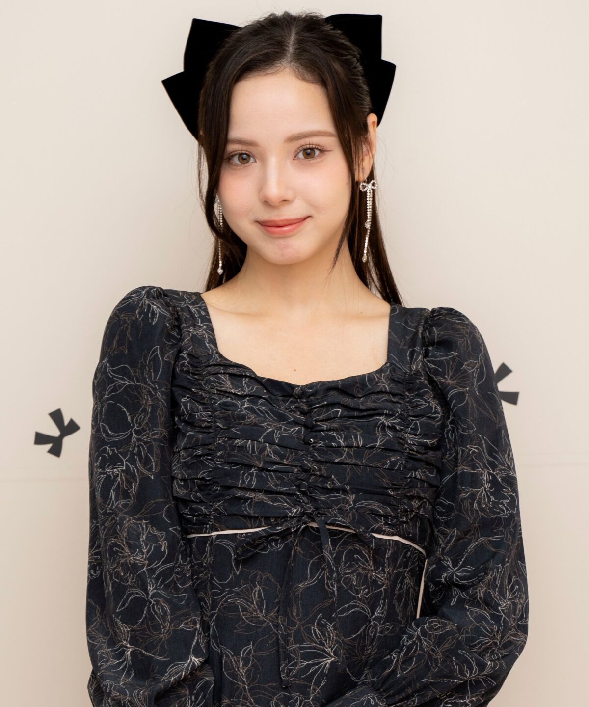 WILLSELECTION「フラワープリントギャザーフレアワンピース」|ワンピース|