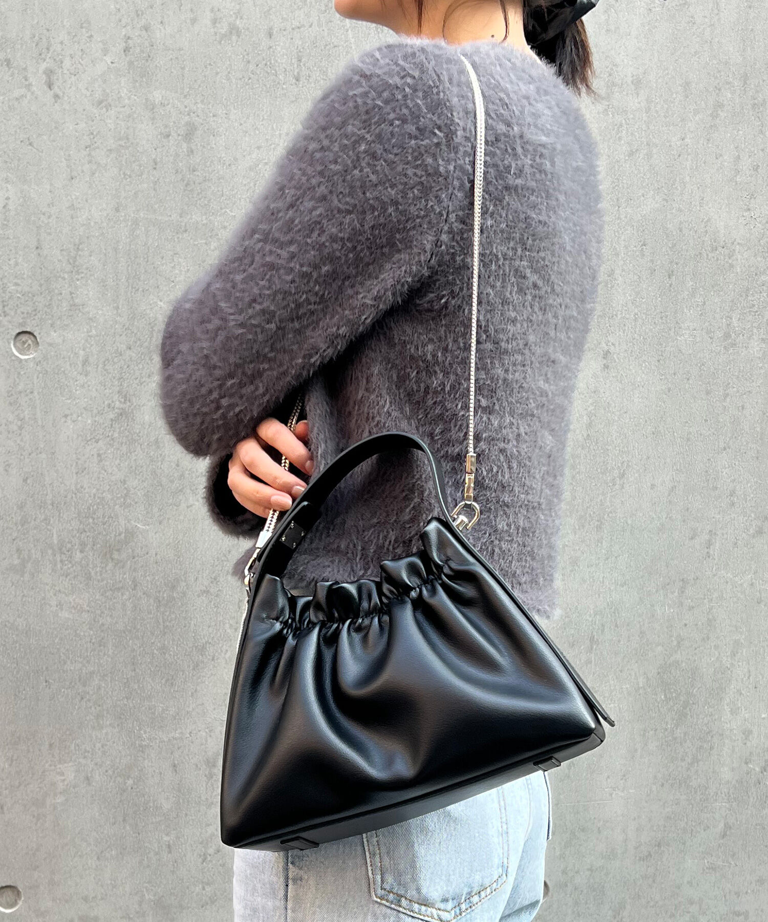 ORiental TRaffic「●2025春夏新作●トラペーズギャザーハンドバッグ/BA-254」|ショルダー・メッセンジャー|