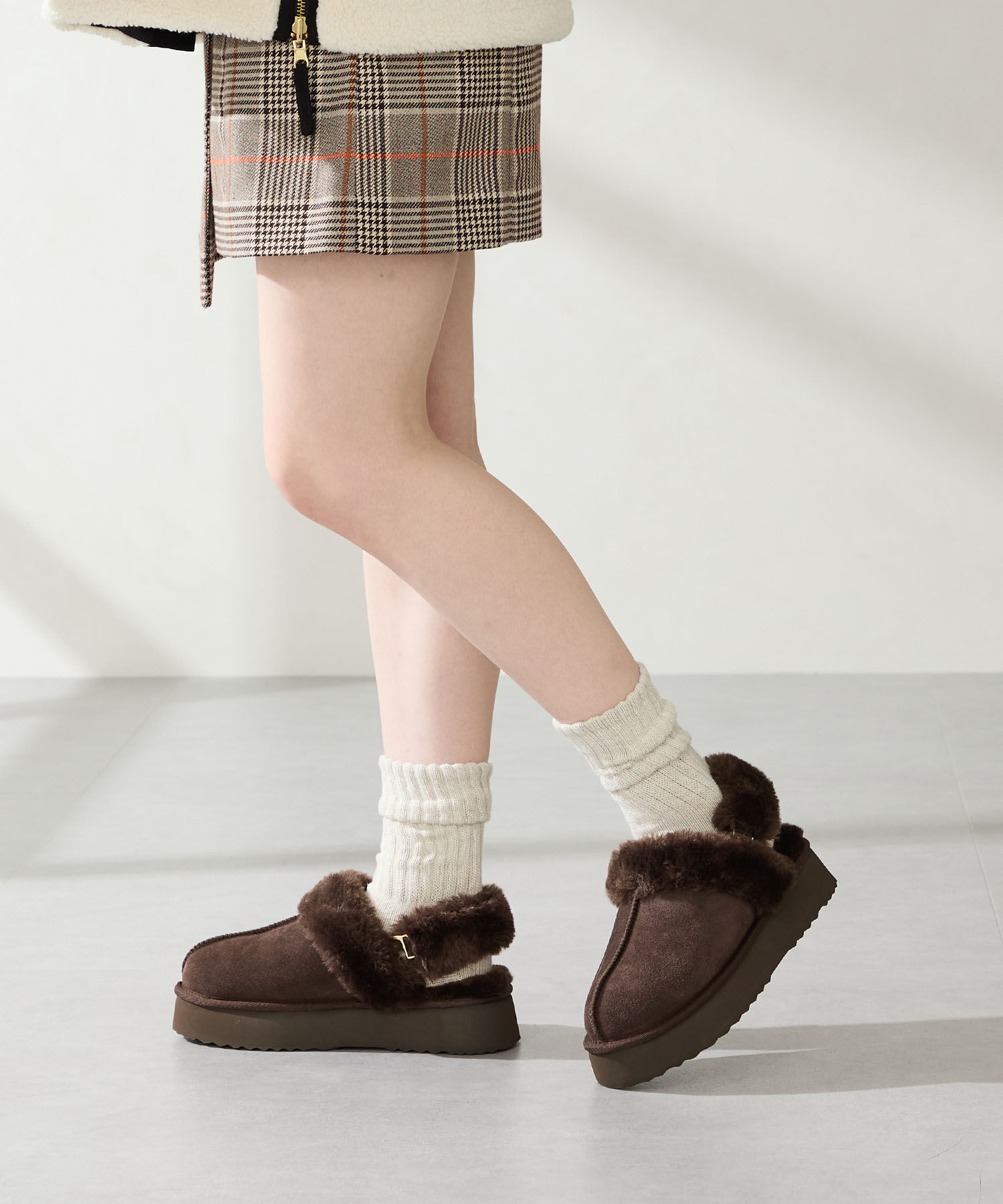 ORiental TRaffic「●2025秋冬新作● 【 厚底 】 ムートン 2way サンダル /51320 防寒」|サンダル|