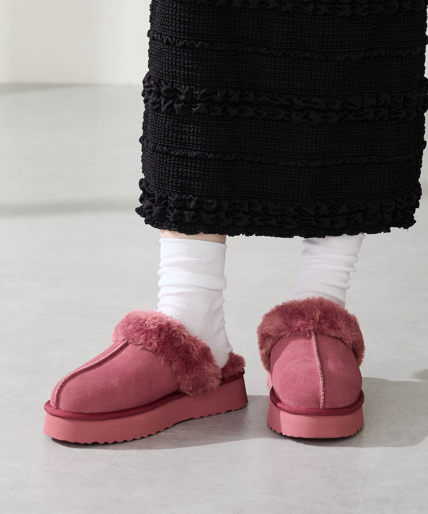 ORiental TRaffic「●2025秋冬新作● 【 厚底 】 ムートン 2way サンダル /51320 防寒」|サンダル|