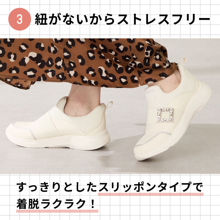 ORiental TRaffic「●2025秋冬新作●【瞬間フィット】ビジューバックルスニーカー/OT3777」|スニーカー|