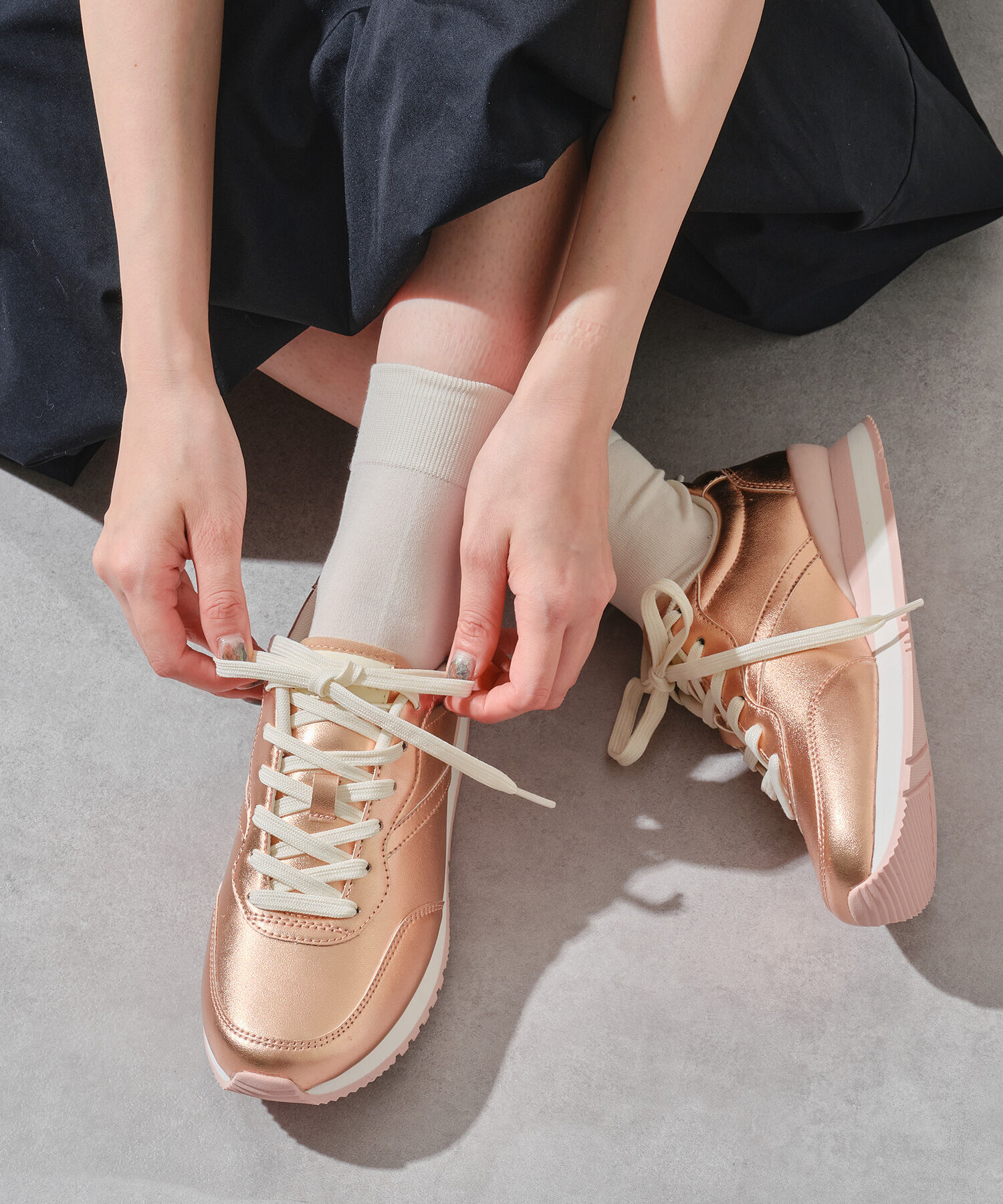 ORiental TRaffic「●2025秋冬新作●ロープロファイル スニーカー /OT3772 フラット　メタリックカラー」|スニーカー|PINK